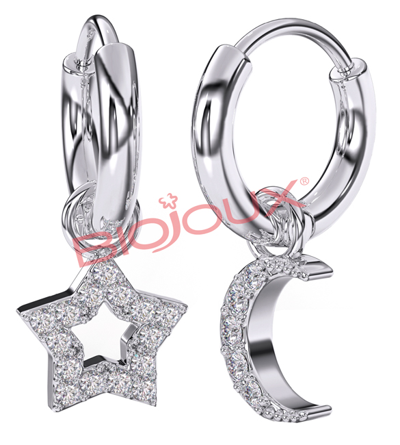 BJT228 ORECCHINO STAR&MOON HEART - Fontenova srl
