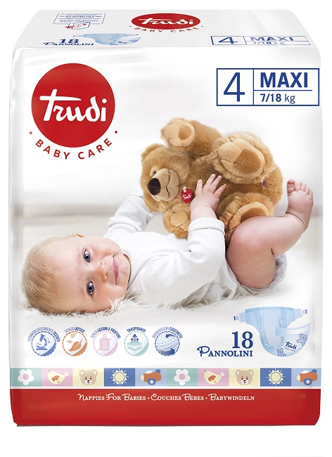TRUDI BABY CARE PANNOLINO BAMBINI MAXI 7/18 KG 18 PEZZI - Fontenova srl