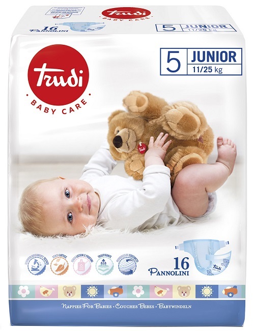 TRUDI BABY CARE PANNOLINO BAMBINI JUNIOR 11/25 KG 16 PEZZI - Fontenova srl