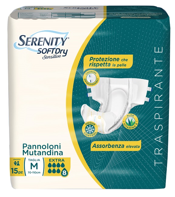 PANNOLONE MUTANDINA SERENITY SD SENSITIVE EXTRA M 15 PEZZI - Fontenova srl