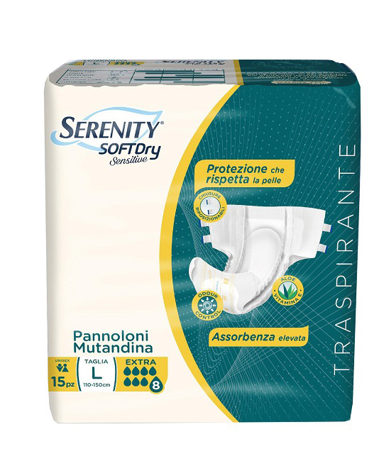 PANNOLONE MUTANDINA SERENITY SD SENSITIVE EXTRA L 15 PEZZI - Fontenova srl