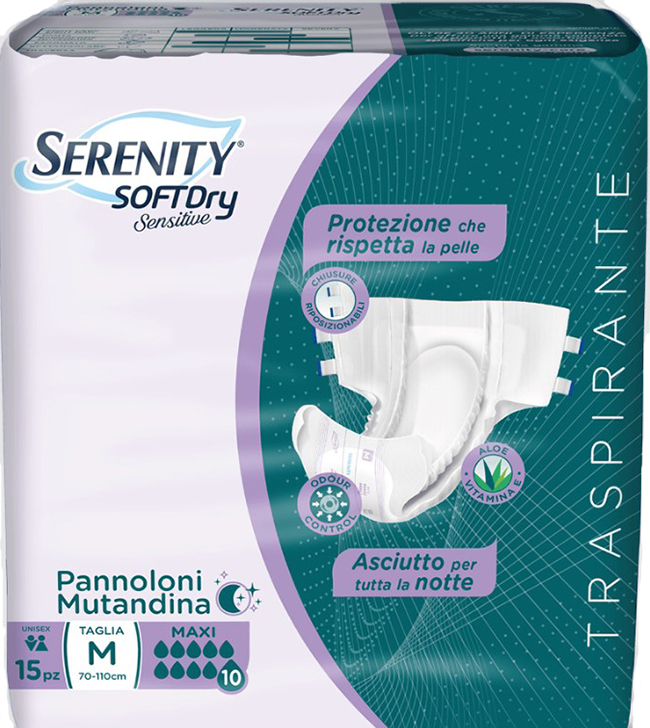 PANNOLONE MUTANDINA SERENITY SD SENSITIVE MAXI M 15 PEZZI - Fontenova srl