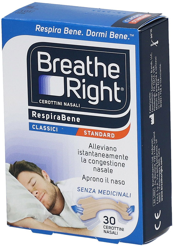 CEROTTI NASALI BREATHE RIGHT CLASSICI 30 PEZZI - Fontenova srl