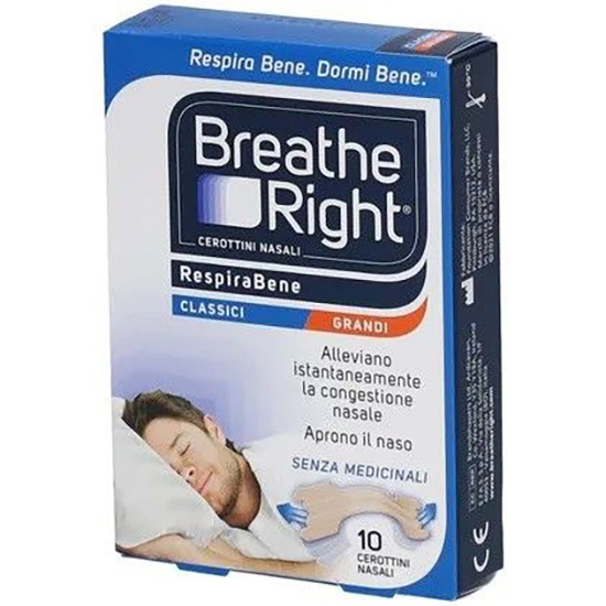 CEROTTI NASALI BREATHE RIGHT CLASSICI GRANDI 10 PEZZI - Fontenova srl
