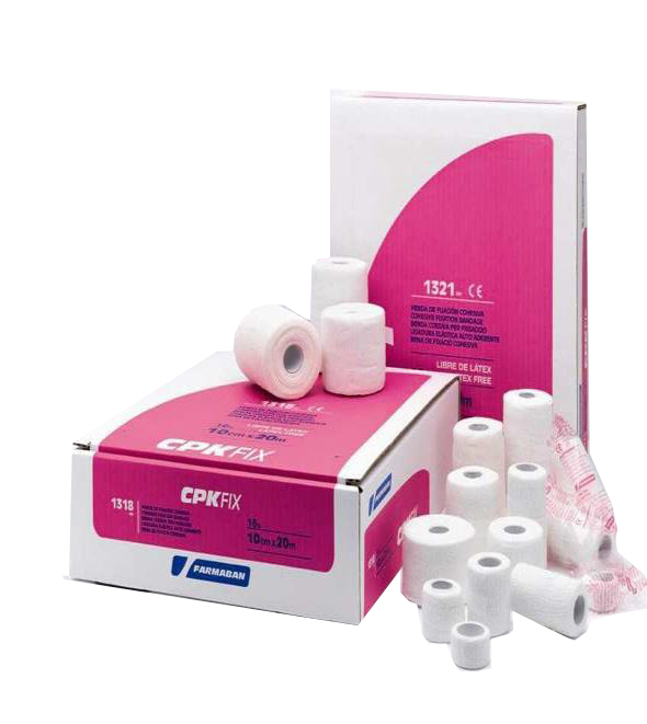 FARMABAN CPK FIX LATEX FREE 10CM X 20M BENDA ELASTICA COESIVA DI FISSAZIONE LATEX FREE DISPENSER BOX 16 PEZZI - Fontenova srl
