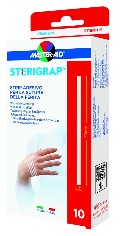 MASTER-AID STERIGRAP STRIP ADESIVO SUTURA FERITE 75X3 MM 10 PEZZI - Fontenova srl