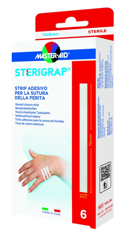 MASTER-AID STERIGRAP STRIP ADESIVO SUTURA FERITE 75X6 MM 6 PEZZI - Fontenova srl