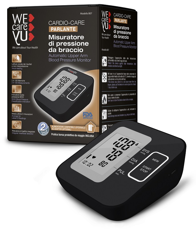 MISURATORE DI PRESSIONE DA BRACCIO PARLANTE WECAREYU CARDIO CARE - Fontenova srl