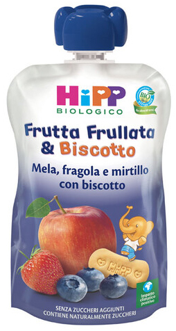 HIPP BIO FRUTTA FRULL&BISCOTTO MELA FRAGOLA MIRTILLO BISCOTTO 90 G - Fontenova srl