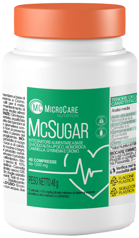MICROCARE NUTRITION MC SUGAR 40 COMPRESSE DA 1200 MG - Fontenova srl