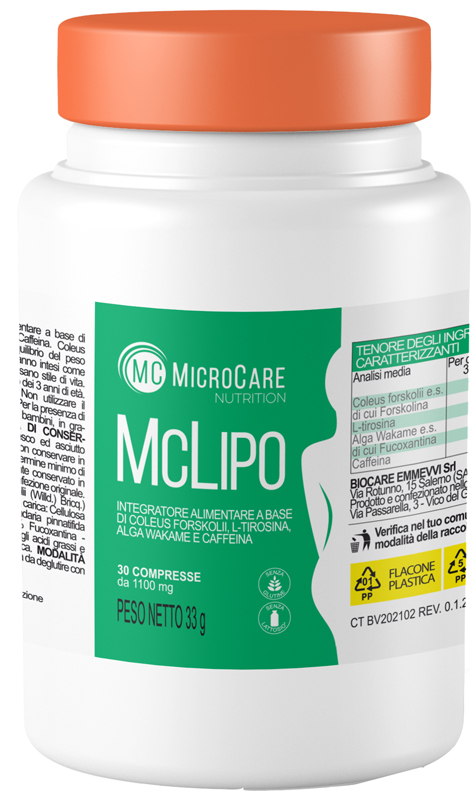 MICROCARE NUTRITION MC LIPO 30 COMPRESSE DA 1100 MG - Fontenova srl