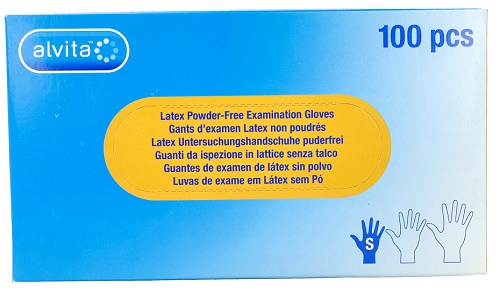 GUANTI DA ISPEZIONE ALVITA IN LATTICE SENZA TALCO S 100 PEZZI - Fontenova srl