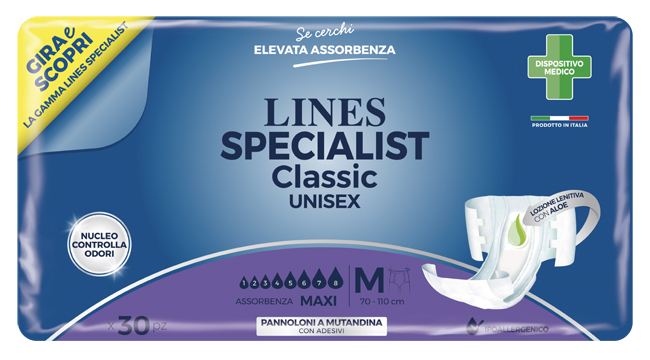 PANNOLONE A MUTANDINA LINES SPECIALIST CLASSIC MAXI MISURA MEDIA 30 PEZZI - Fontenova srl