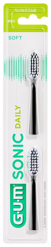 GUM SONIC DAILY SPAZZOLINO BATTERIA REFILL BLACK 2 PEZZI - Fontenova srl