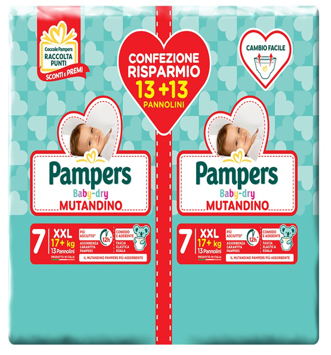 PAMPERS BABY DRY MUTANDINA DUO DOWNCOUNT XXL 26 PEZZI - Fontenova srl