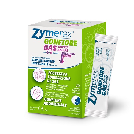 ZYMEREX GONFIORE GAS DOPPIA AZIONE CON S+E COMPLEX 20 BUSTINE MONODOSE DA 2 G - Fontenova srl