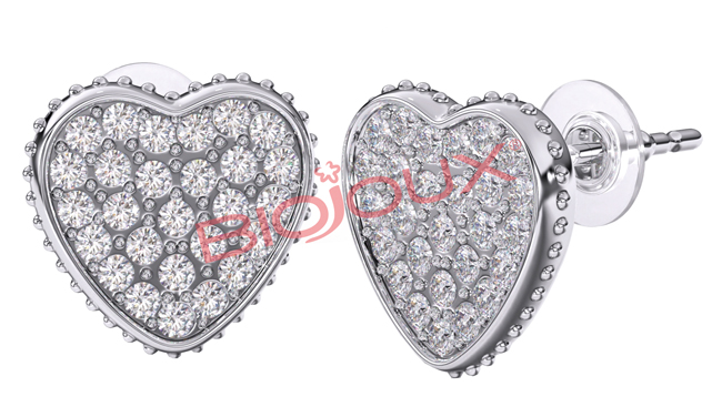 BJT256 ORECCHINO HEART CRYSTALS 10 MM - Fontenova srl