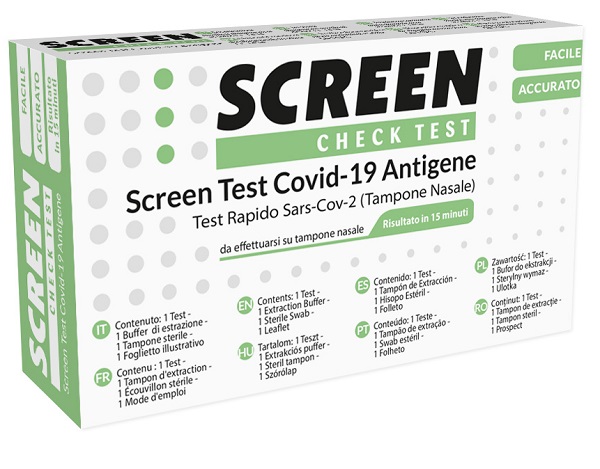 SCREEN TEST AUTODIAGNOSTICO ANTIGENICO RAPIDO COVID-19 SARS-COV-2 TAMPONI NASALI SELFTEST COVID TEST ANTIGENE SCREEN - Fontenova srl