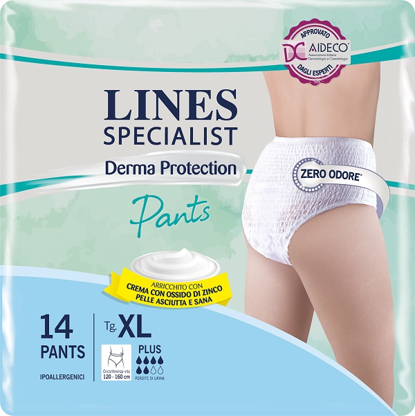 PANNOLONE PER INCONTINENZA LINES SPECIALIST DERMA PANTS PLUS XL 14 PEZZI - Fontenova srl