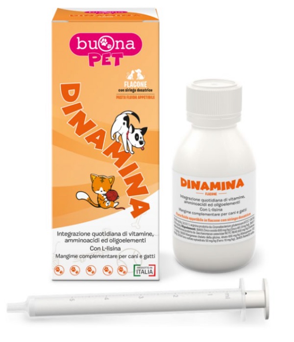 DINAMINA CANI GATTI FLACONE CON SIRINGA DOSATRICE IN PASTA 60 G BUONAPET - Fontenova srl