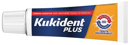 KUKIDENT PLUS DOPPIA AZIONE TENUTA INSUPERABILE CREMA ADESIVA DENTIERE 65 G - Fontenova srl