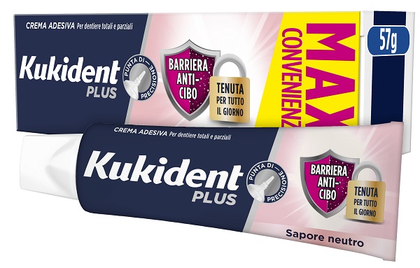 KUKIDENT PLUS BARRIERA ANTI-CIBO NEUTRO CREMA ADESIVA DENTIERE 57 G - Fontenova srl