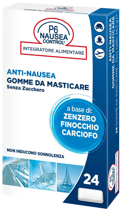 P6 NAUSEA CONTROL 24 GOMME DA MASTICARE SENZA ZUCCHERO - Fontenova srl