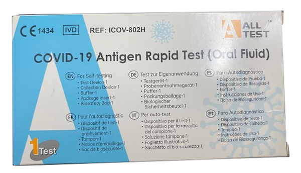 TEST ANTIGENICO RAPIDO COVID-19 ALLTEST AUTODIAGNOSTICO DETERMINAZIONE QUALITATIVA ANTIGENI SARS-COV-2 IN CAMPIONI SALIVARI MEDIANTE IMMUNOCROMATOGRAFIA - Fontenova srl