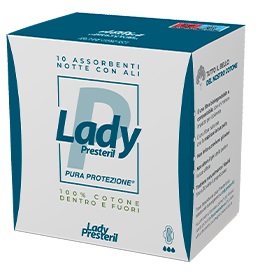 LADY PRESTERIL ASSORBENTI NOTTE CON ALI RIPIEGATI BIODEGRADABILI 10 PEZZI - Fontenova srl