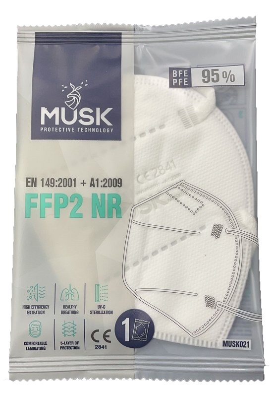 MUSK MASCHERINA FFP2 MUSK021 WHITE 10 PEZZI - Fontenova srl