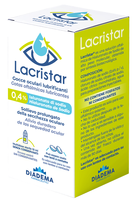 LACRISTAR GOCCE OCULARI LUBRIFICANTI 0,4% IALURONATO DI SODIO MULTIDOSE 10 ML - Fontenova srl