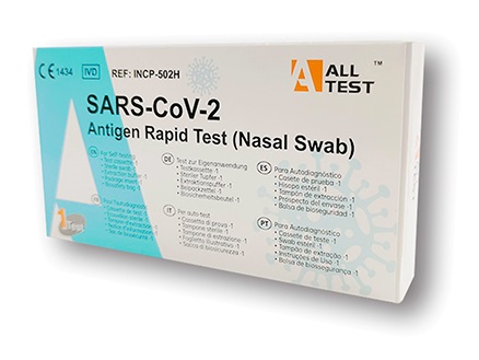 TEST ANTIGENICO RAPIDO COVID-19 ALLTEST AUTODIAGNOSTICO DETERMINAZIONE QUALITATIVA ANTIGENI SARS-COV-2 IN TAMPONI NASALI MEDIANTE IMMUNOCROMATOGRAFIA - Fontenova srl