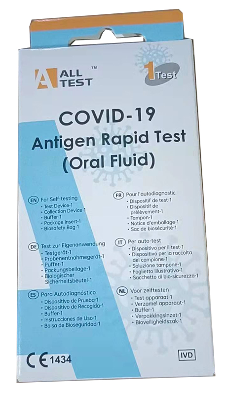 TEST ANTIGENICO RAPIDO COVID-19 ALLTEST AUTODIAGNOSTICO DETERMINAZIONE QUALITATIVA ANTIGENI SARS-COV-2 IN CAMPIONI SALIVARI MEDIANTE IMMUNOCROMATOGRAFIA - Fontenova srl