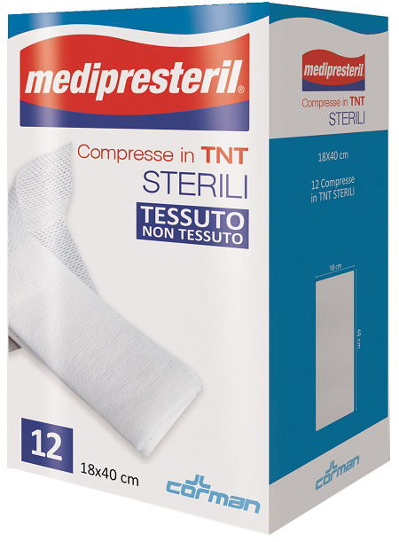 COMPRESSE STERILI TNT MEDIPRESTERIL 18X40 CM 12 PEZZI - Fontenova srl