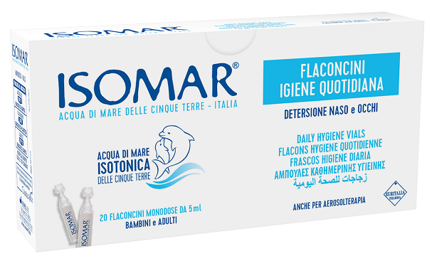 ISOMAR SOLUZIONE ISOTONICA ACQUA MARE IGIENE QUOTIDIANA 20 FLACONCINI MONODOSE 5 ML - Fontenova srl