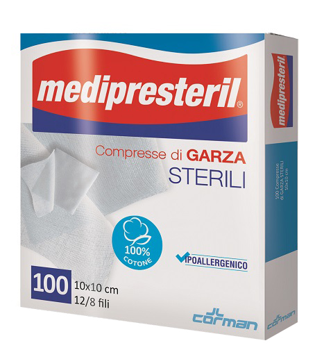 GARZA COMPRESSA MEDIPRESTERIL 12/8 FU 10X10CM 100 PEZZI - Fontenova srl
