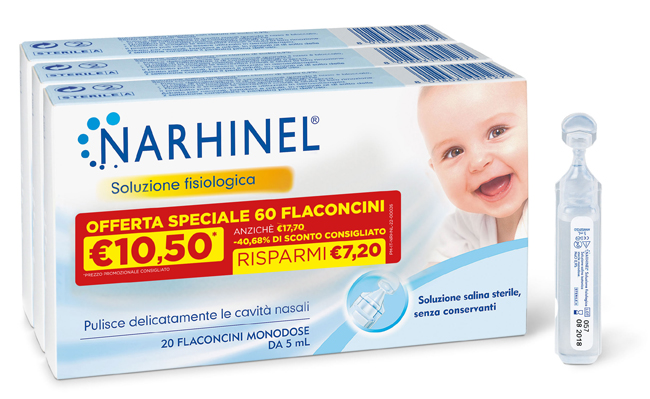 SOLUZIONE FISIOLOGICA NARHINEL 3 PACK PROMO 2022 DA 20 FLACONCINI DA 5 ML - Fontenova srl