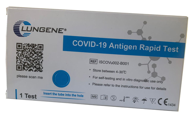 TEST ANTIGENICO RAPIDO COVID-19 CLUNGENE AUTODIAGNOSTICO DETERMINAZIONE QUALITATIVA ANTGENI SARS-COV-2 IN TAMPONI NASALI MEDIANTE IMMUNOCROMATOGRAFIA - Fontenova srl