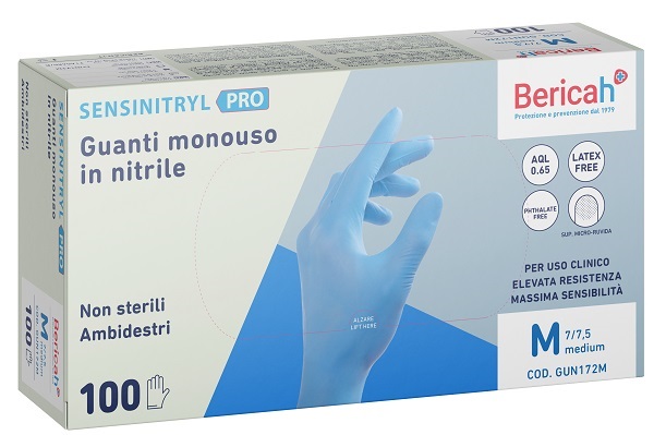 GUANTO MONOUSO SENSINITRYL PRO IN NITRILE MEDIUM 100 PEZZI - Fontenova srl