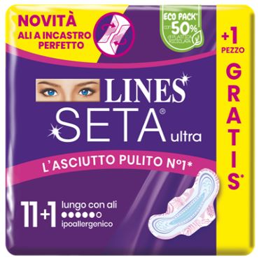 LINES SETA ULTRA ASSORBENTI LUNGO ALI CP 11+1 PEZZI - Fontenova srl