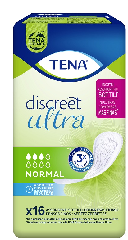 PANNOLONE SAGOMATO TENA DISCREET ULTRA NORMAL 16 PEZZI - Fontenova srl
