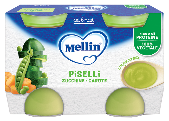 MELLIN OMOGENEIZZATO PISELLI E CAROTE 2 PEZZI DA 130 G - Fontenova srl