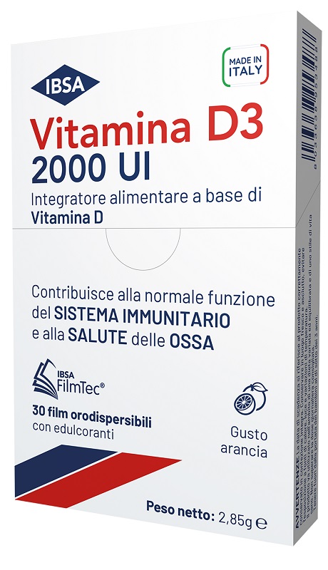 VITAMINA D3 IBSA 2000 UI 30 FILM ORODISPERSIBILI - Fontenova srl