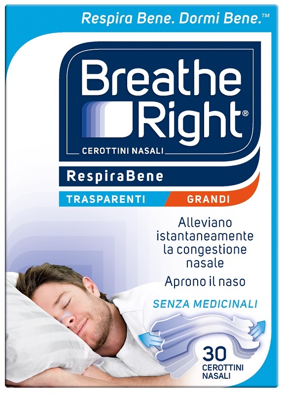 CEROTTI NASALI BREATHE RIGHT TRASPARENTI GRANDI 30 PEZZI - Fontenova srl