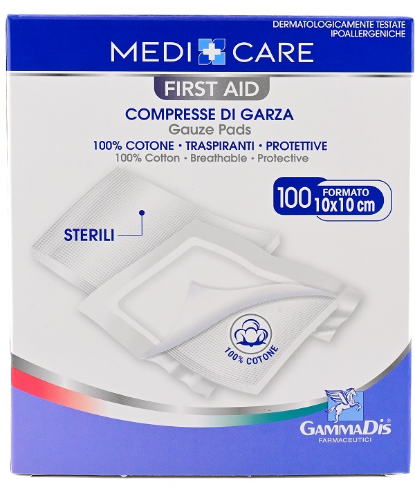 GARZA MEDICARE COTONE 10X10 CM 100 PEZZI - Fontenova srl