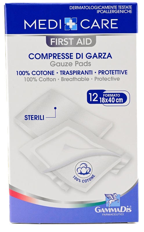 GARZA MEDICARE COTONE 18X40 CM 12 PEZZI - Fontenova srl