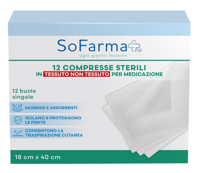 GARZA COMPRESSA IN TNT 18X40 CM 12 PEZZI SOFARMAPIU' - Fontenova srl
