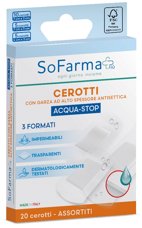 CEROTTO ACQUASTOP ASSORTITI 20 PEZZI SOFARMAPIU' - Fontenova srl