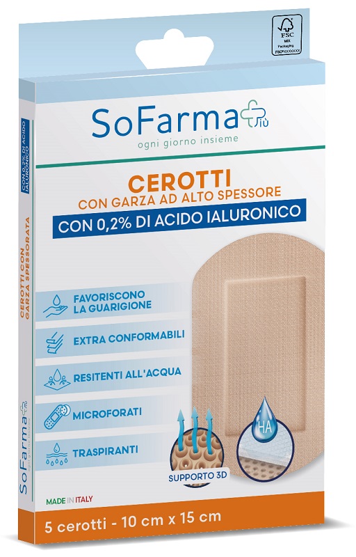 CEROTTO CICATRIZZANTE 10X15 CM 5 PEZZI SOFARMAPIU' - Fontenova srl