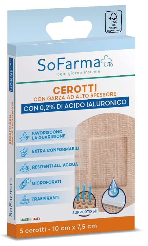 CEROTTO CICATRIZZANTE 10X7,5 CM 5 PEZZI SOFARMAPIU' - Fontenova srl